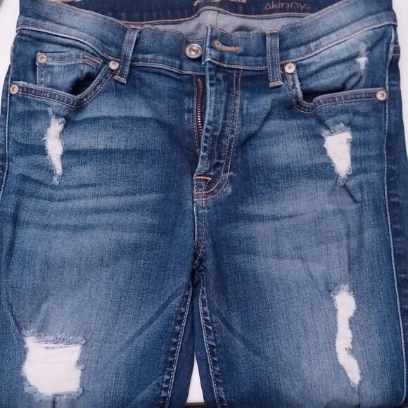 7 FOR ALL MANKIND Womens Size 4 (27) Ankle Skinny Distressed Denim Jeans - Picture 8 of 10